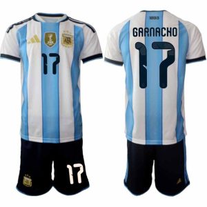 Fußballtrikot Argentinien WM 2026 Alejandro Garnacho #17 Zuhause Herren Komplett