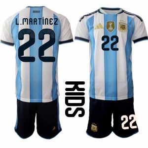 Fußballkomplett Argentina WM 2026 Lautaro Martínez #22 Heim Kinder