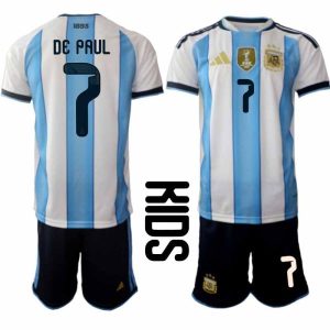 Futbolový Komplet Argentína MS 2026 Rodrigo De Paul #7 Domáci Detský