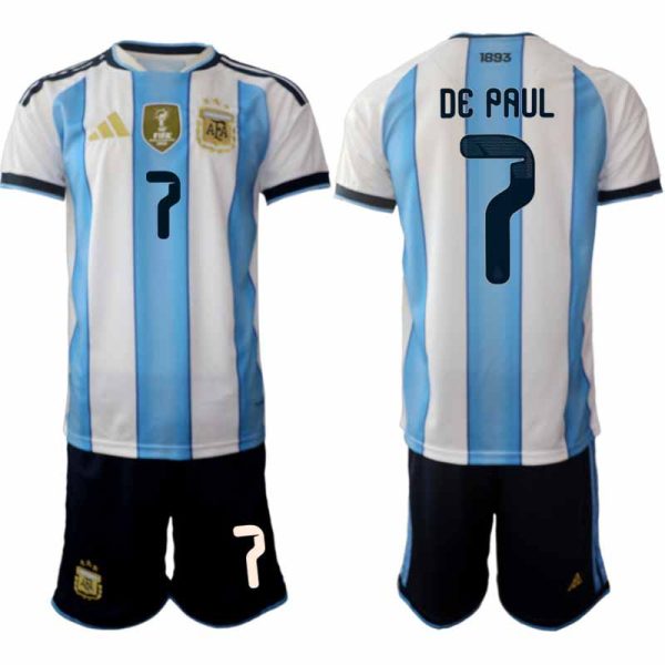 Voetbalset Argentinië WK 2026 Rodrigo De Paul #7 Thuis Heren 1 Voetbalset Argentinië WK 2026 Rodrigo De Paul #7 Thuis Heren