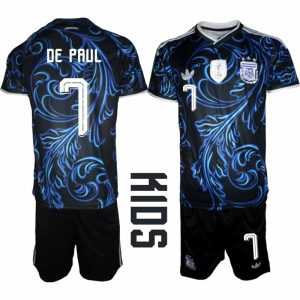 Detský Futbalový Komplet Argentína MS 2026 Rodrigo De Paul #7 Vonkajší