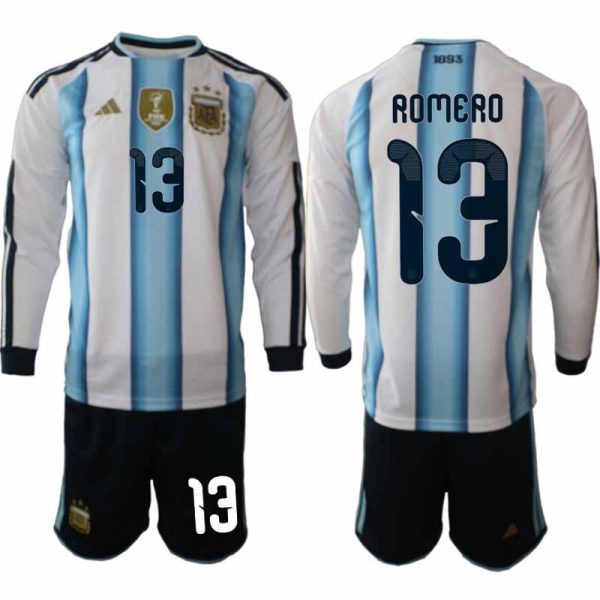 Argentinien MS 2026 Heim Herren Trikot Set Langarm – Cristian Romero #13 1 Argentinien WM 2026 zuhause Herren-Trikot Set langärmlig– Cristian Romero #13