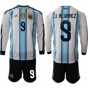 Argentinien WM 2026 zuhause Herren-Trikot Set langärmlig – Julián Álvarez #9