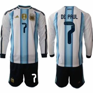 Argentinien WM 2026 zuhause Herren-Trikot Set langärmlig– Rodrigo De Paul #7