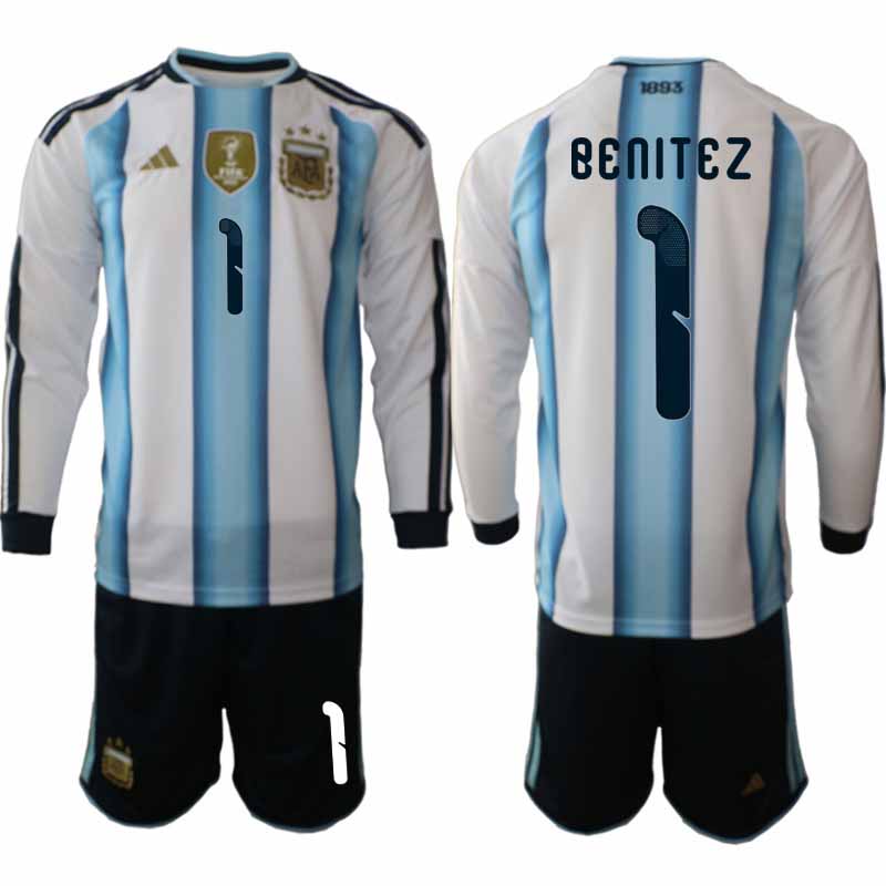 Argentinië MS 2026 thuis Mannen T-Shirt set lange mouwen – Walter Benítez #1 2 Argentína MS 2026 domáci Pánsky Dres set dlhý rukáv – Walter Benítez #1 - Afbeelding 2