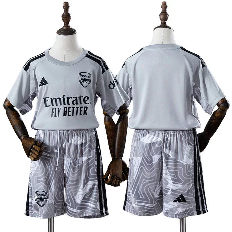 Detské futbalové dresy komplet Arsenal 2026/27 Brankársky sivá 1 Detské futbalové dresy komplet Arsenal 2026/27 Brankársky sivá