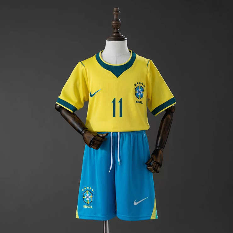 Detské Brazília MS 2026 Domáci Raphinha 11 Futbalový Dres Komplet 2 Detské Brazília MS 2026 Domáci Raphinha 11 Futbalový Dres Komplet-1
