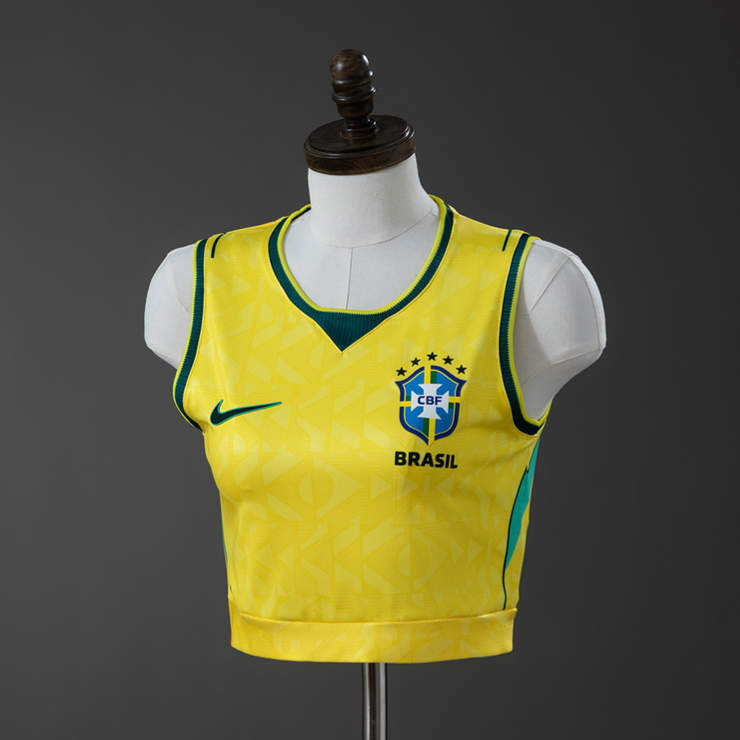 Brazília Domáci Dres MS 2026 Ženy Crop Top Fotbollslinne 1 Brazília Domáci Dres MS 2026 Ženy Crop Top Fotbollslinne