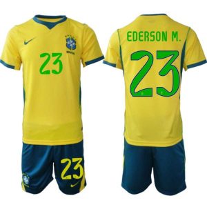 Herren-Fußballset Brasilien WM 2026 Ederson Moraes #23 Heim