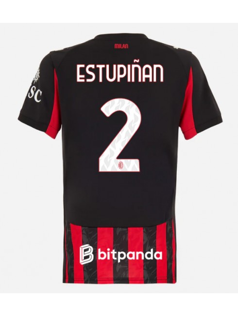 Futbalový dresy AC Milan 2025/26 Domáci Pervis Estupinan #2 Dámsky 1 Futbalový dresy AC Milan 2025/26 Domáci Pervis Estupinan #2 Dámsky Krátky Rukáv