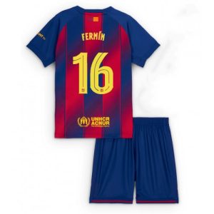 Dětský Barcelona Fermin Lopez #16 2025-26 Futbalové dresy Domáci (+ trenírky)