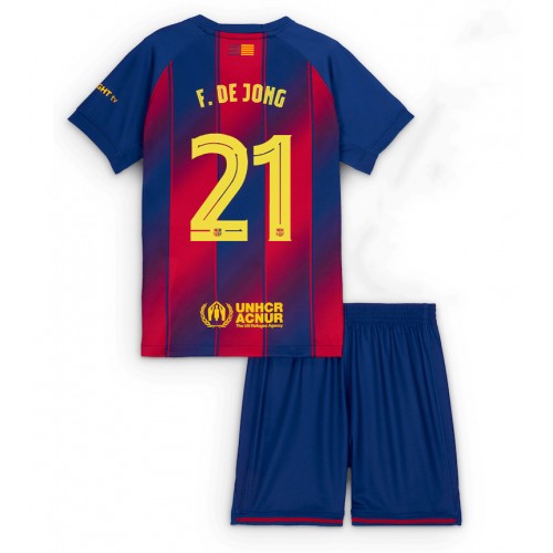 Kinder Barcelona Frenkie de Jong #21 2025-26 Heim Fußballset Kinder Barcelona Frenkie de Jong #21 2025-26 Fußballtrikots Heim (+ Shorts)
