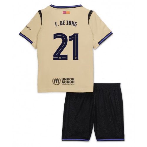 Dětský Barcelona Frenkie de Jong #21 Vonkajší 2025-26 Futbalový dres 1 Dětský Barcelona Frenkie de Jong #21 2025-26 Futbalové dresy Preč (+ trenírky)