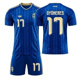 Detský futbalový dres Švédsko MS 2026 Viktor Gyökeres 17 vonkajší komplet