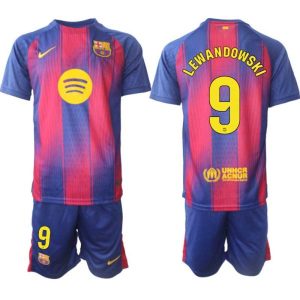 Fussballtrikot Komplett FC Barcelona 2025/26 Heiman: Robert Lewandowski #9 – Kurzarm + Shorts