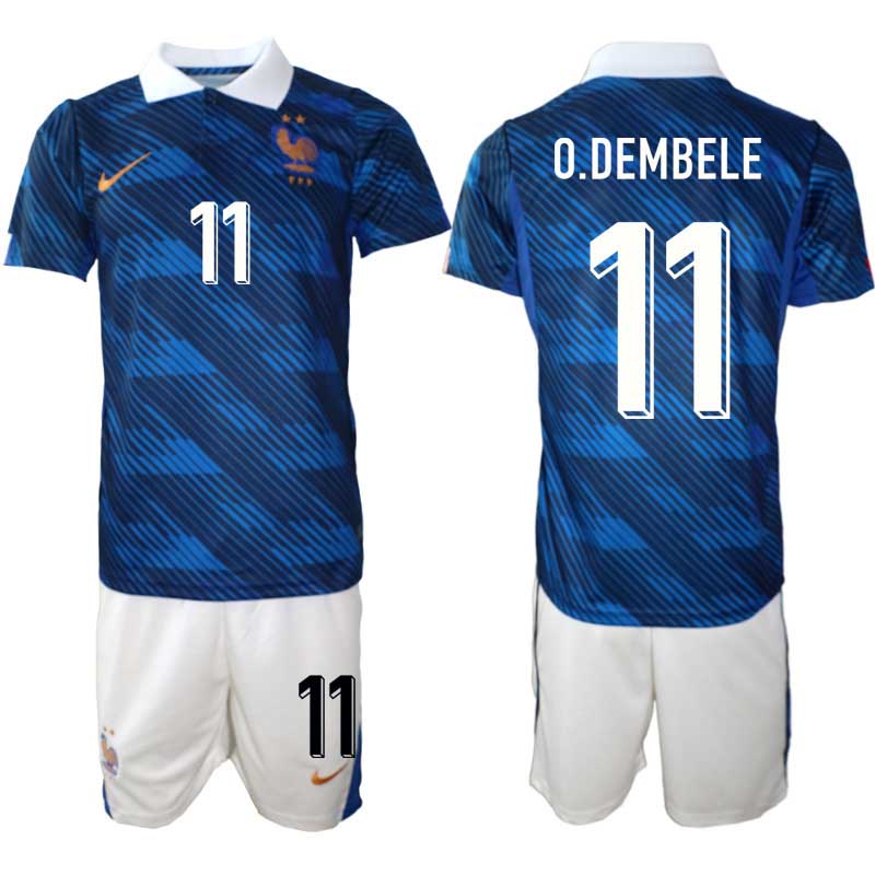 Voetbalshirt Frankrijk Thuis WK 2026 – Ousmane Dembélé #11 Heren Set 2 Futbalový dres Francúzsko Domáci MS 2026 – Ousmane Dembélé #11 Pánsky Komplet - Afbeelding 2