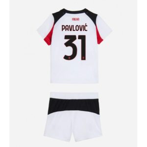Futbalovy dres detsky Komplet AC Milan Strahinja Pavlovic #31 2025-26 Preč