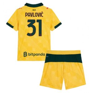 Futbalovy dres detsky Komplet AC Milan Strahinja Pavlovic #31 2025-26 Tretina