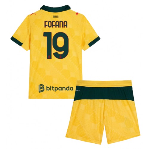 Fußballtrikot Kinder-Set AC Milan Youssouf Fofana #19 2025-26 Viertel 1 Futbalový detský dres komplet AC Milan Youssouf Fofana #19 2025-26 tretina
