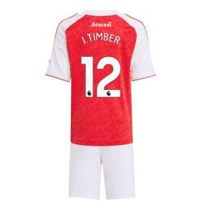 Fußballtrikots Kinder Arsenal Jurrien Timber #12 2025-26 Heimsets