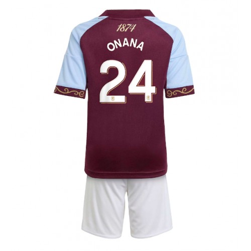 Kinder Voetbalshirt Aston Villa Amadou Onana #24 2025-26 Thuis Komplet Kinder Voetbalshirt Aston Villa Amadou Onana #24 2025-26 Thuis Komplet