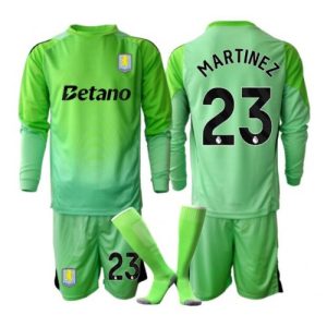 Detský Futbalový dres Aston Villa Emiliano Martinez #23 Brankarsky 2025-26 Dlhy Rukáv - Preč Komplet