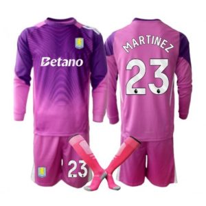 Detský Futbalový dres Aston Villa Emiliano Martinez #23 Brankarsky 2025-26 Dlhy Rukáv - Tretina Komplet