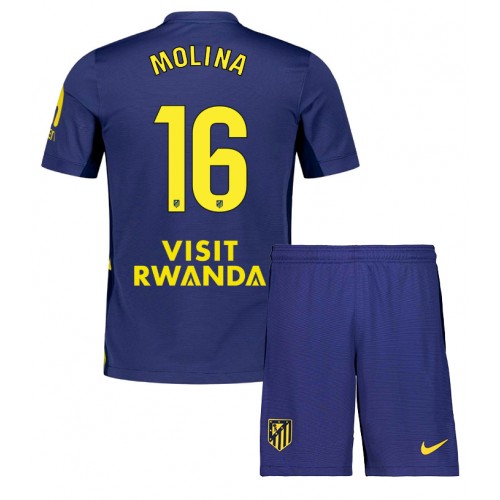 Voetbalshirts voor kinderen Atlético Madrid Nahuel Molina #16 2025-26 Uit Complete Sets 1 Futbalové dresy pre deti Atletico Madrid Nahuel Molina #16 2025-26 Preč Komplety