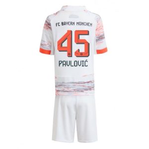 Detský Futbalový dres Bayern Munich Aleksandar Pavlovic #45 2025-26 Preč Komplety