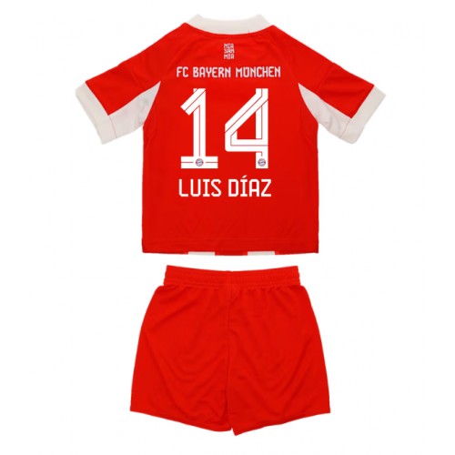 Kinder voetbalshirts Bayern München Luis Diaz #14 2025-26 Thuis Sets 1 Detské futbalové dresy Bayern München Luis Diaz #14 2025-26 Domáce Komplety
