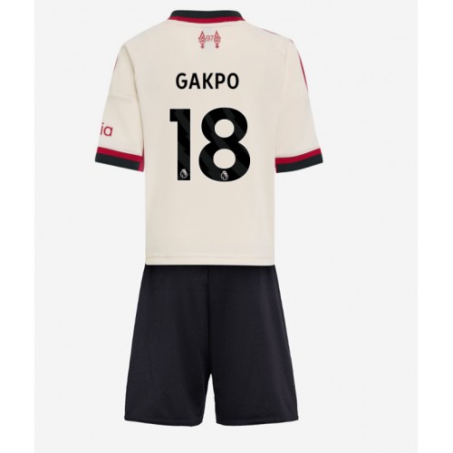 Voetbalshirts voor kinderen Liverpool Cody Gakpo #18 2025-26 Uit Vooruit Complete 1 Voetbalshirts voor kinderen Liverpool Cody Gakpo #18 2025-26 Uit Completen