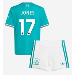 Detské Futbalové dresy Liverpool Curtis Jones #17 2025-26 Tretina Komplety