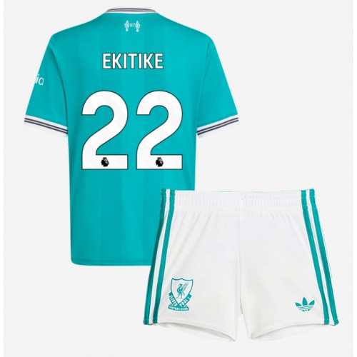 Futbalové dresy pre deti Liverpool Hugo Ekitike #22 2025-26 Tretina Komplety 1 Futbalové dresy pre deti Liverpool Hugo Ekitike #22 2025-26 Tretina Komplety