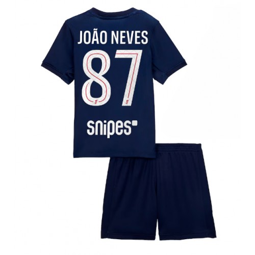 Detský Futbalový dres Komplet Paris Saint-Germain Joao Neves #87 2025-26 Domáci 1 Detský Futbalový dres Komplet Paris Saint-Germain Joao Neves #87 2025-26 Domáci