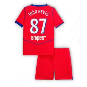 Detský Futbalový dres Komplet Paris Saint-Germain Joao Neves #87 2025-26 Tretina