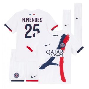 Detský Futbalový dres Komplet Paris Saint-Germain Nuno Mendes #25 2025-26 Preč