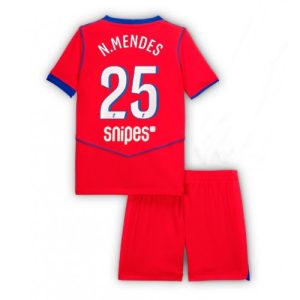 Detský Futbalový dres Komplet Paris Saint-Germain Nuno Mendes #25 2025-26 Tretina