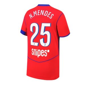 Pánske Futbalové dres Paris Saint-Germain Nuno Mendes #25 2025-26 Tretina