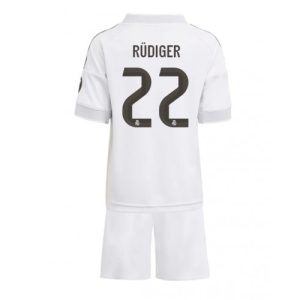 Lacne Futbalové dres pre deti Real Madrid Antonio Rudiger #22 2025-26 Domáci (+ trenírky)