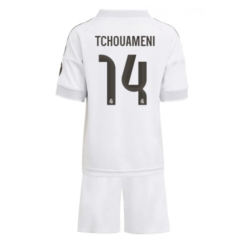 Goedkope kindertrui voor kinderen Real Madrid Aurelien Tchouameni #14 2025-26 - Thuis (+ trainingsbroek) 1 Goedkope Voetbalshirts voor kinderen Real Madrid Aurelien Tchouameni #14 2025-26 - Thuis (+ trainingsbroek)