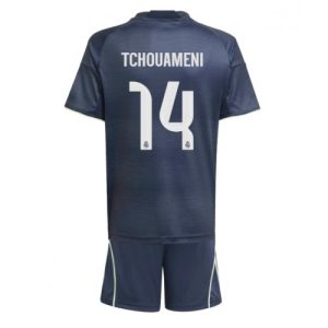 Lacne Futbalové dres pre deti Real Madrid Aurelien Tchouameni #14 2025-26 - Preč (+ trenírky)