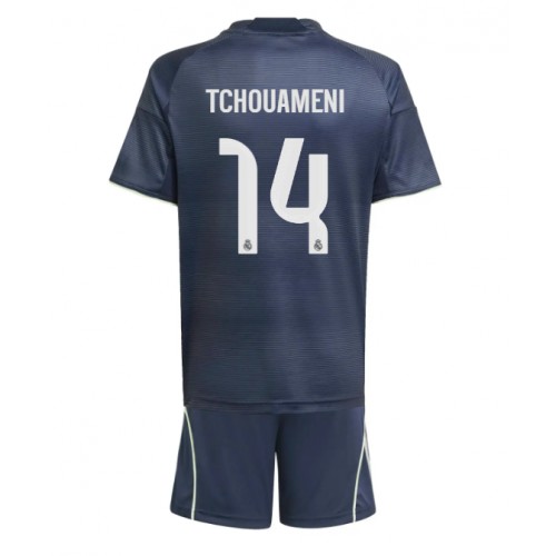 Goedkope baby-jersey voor kinderen Real Madrid Aurelien Tchouameni #14 2025-26 - Vooruit (+ shorts) 1 Goedkope voetbaltrui voor kinderen Real Madrid Aurelien Tchouameni #14 2025-26 - Voor (+ trainingsbroek)