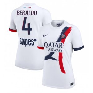 Dame voetbalshirt Paris Saint-Germain Lucas Beraldo #4 2025-26 Uit