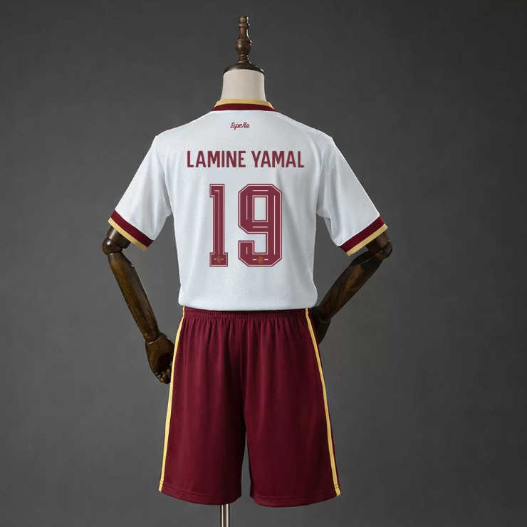 Detské Futbalový Dres Lamine Yamal 19 Španielsko MS 2026 Preč Komplet 3 Detské Futbalový Dres Lamine Yamal 19 Španielsko MS 2026 Preč Komplet – Obrázok 3