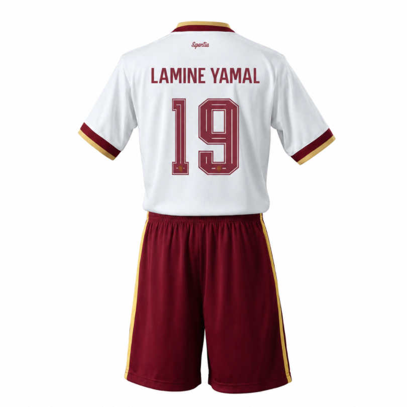 Detské Futbalový Dres Lamine Yamal 19 Španielsko MS 2026 Preč Komplet 1 Detské Futbalový Dres Lamine Yamal 19 Španielsko MS 2026 Preč Komplet