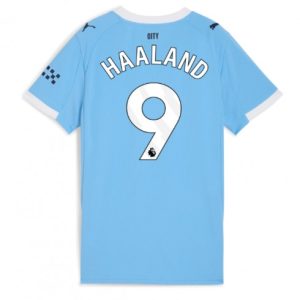 Futbalový dresy Manchester City 2025/26 Domáci Erling Haaland #9 – Dámsky Krátky Rukáv