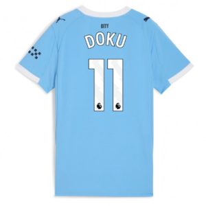 Futbalový dresy Manchester City 2025/26 Domáci Jeremy Doku #11 – Dámsky Krátky Rukáv