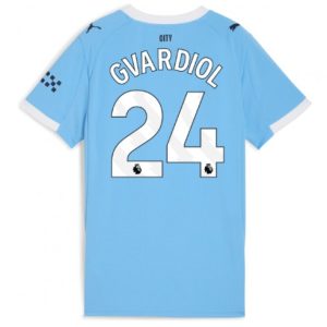 Futbalový dresy Manchester City 2025/26 Domáci Josko Gvardiol #24 – Dámsky Krátky Rukáv