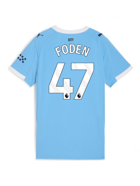 Futbalový dresy Manchester City 2025/26 Domáci Phil Foden #47 – Dámsky Krátky Rukáv 1 Futbalový dresy Manchester City 2025/26 Domáci Phil Foden #47 – Dámsky Krátky Rukáv