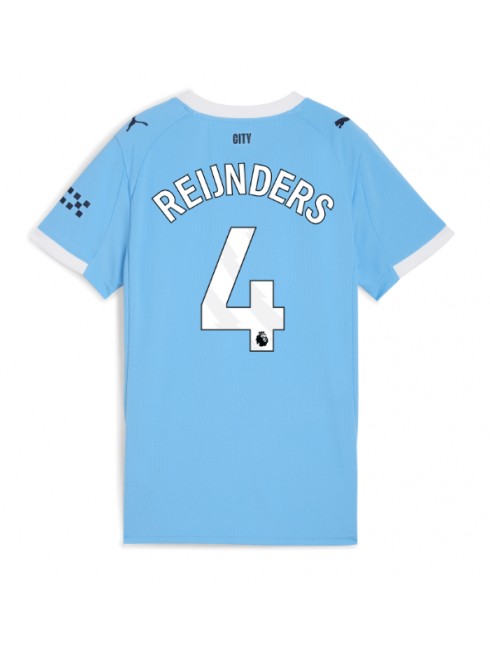 Futbalový dresy Manchester City 2025/26 Domáci Tijjani Reijnders #4 – Dámsky Krátky Rukáv 1 Futbalový dresy Manchester City 2025/26 Domáci Tijjani Reijnders #4 – Dámsky Krátky Rukáv